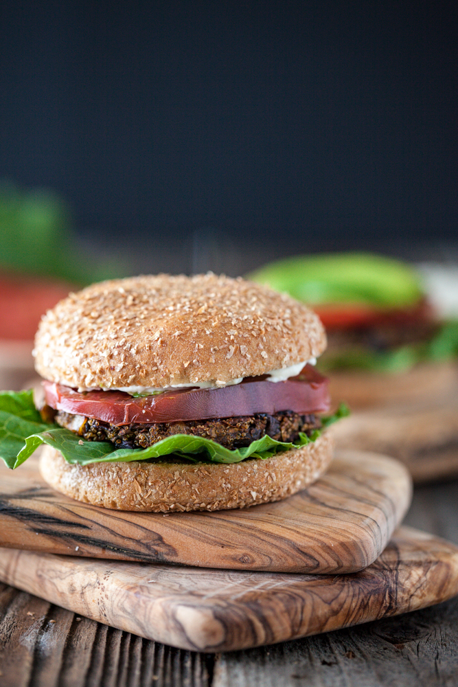 Amaranth Eggplant Burgers with Sriracha Tahini Sauce