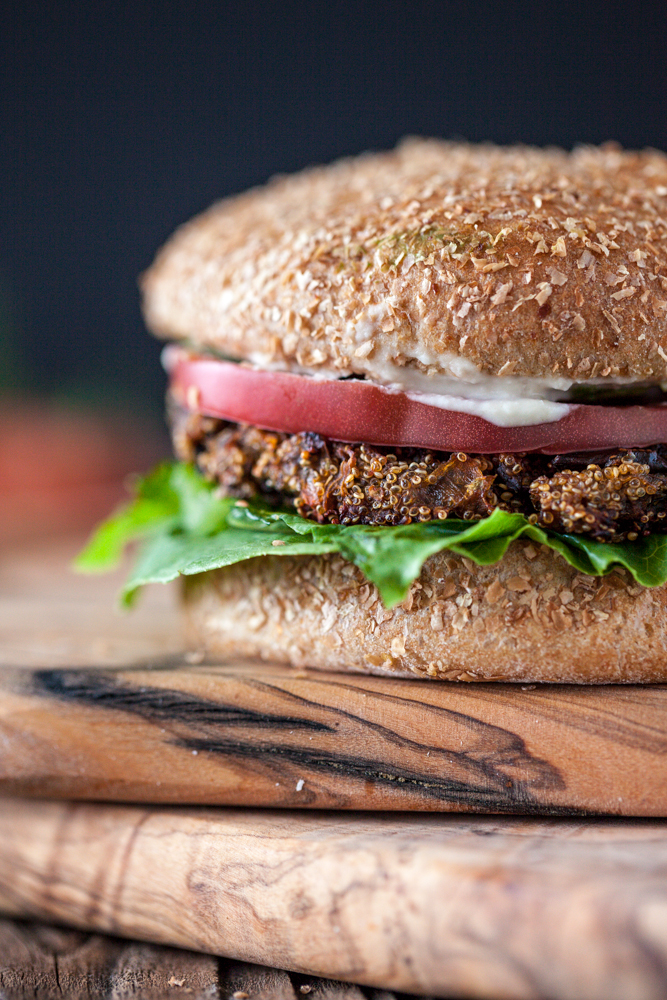 Amaranth Eggplant Burgers with Sriracha Tahini Sauce