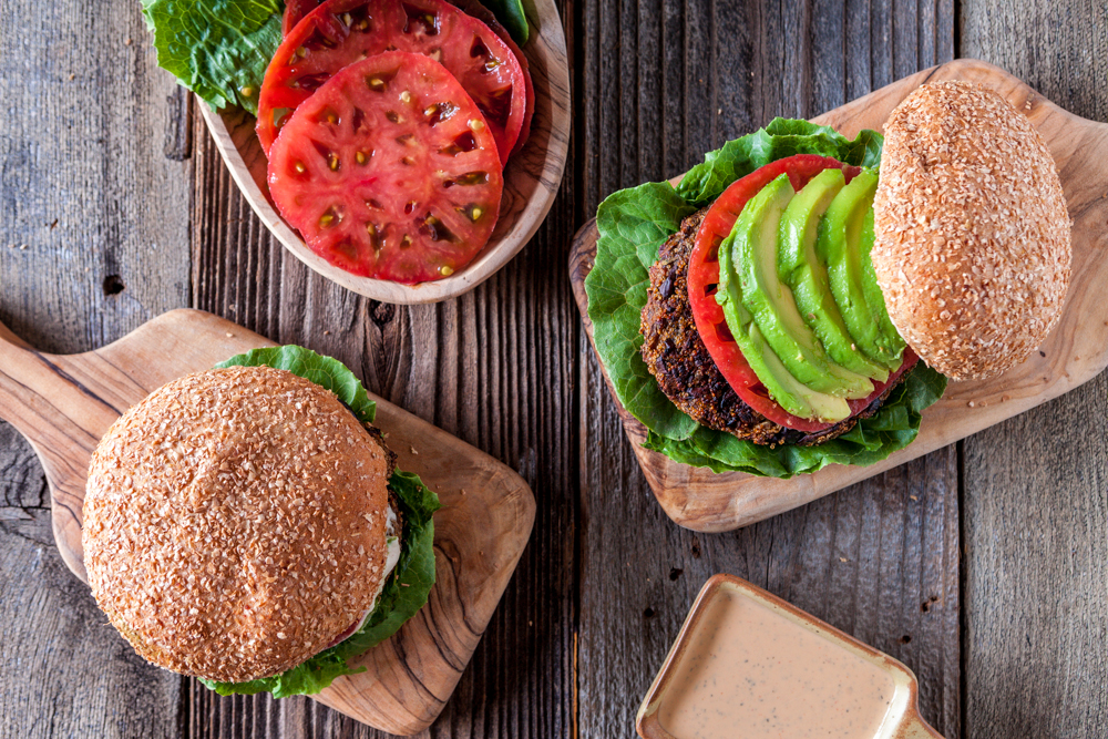 Amaranth Eggplant Burgers with Sriracha Tahini Sauce