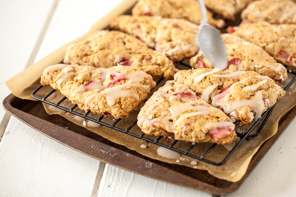 Strawberry Lemon Scones with Lemon Glaze