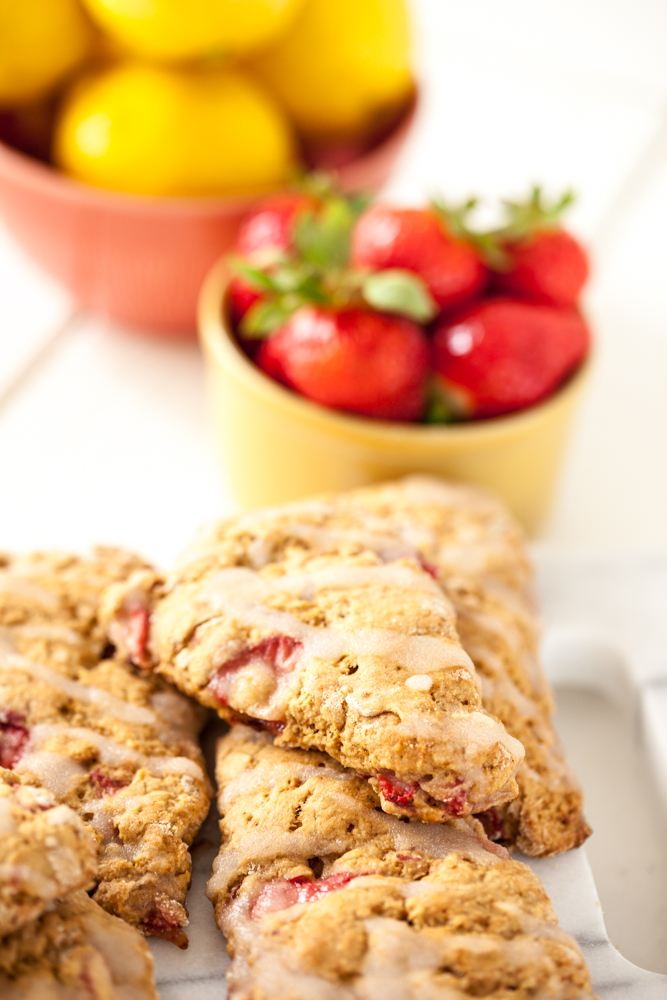 Strawberry Lemon Scones with Lemon Glaze