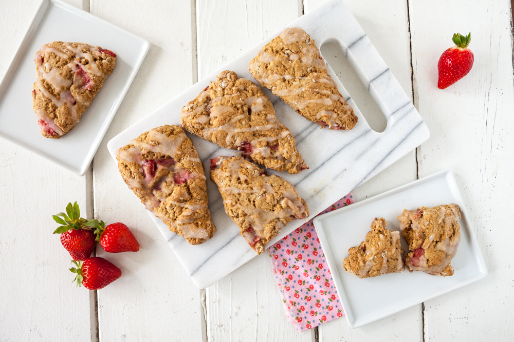 Strawberry Lemon Scones with Lemon Glaze