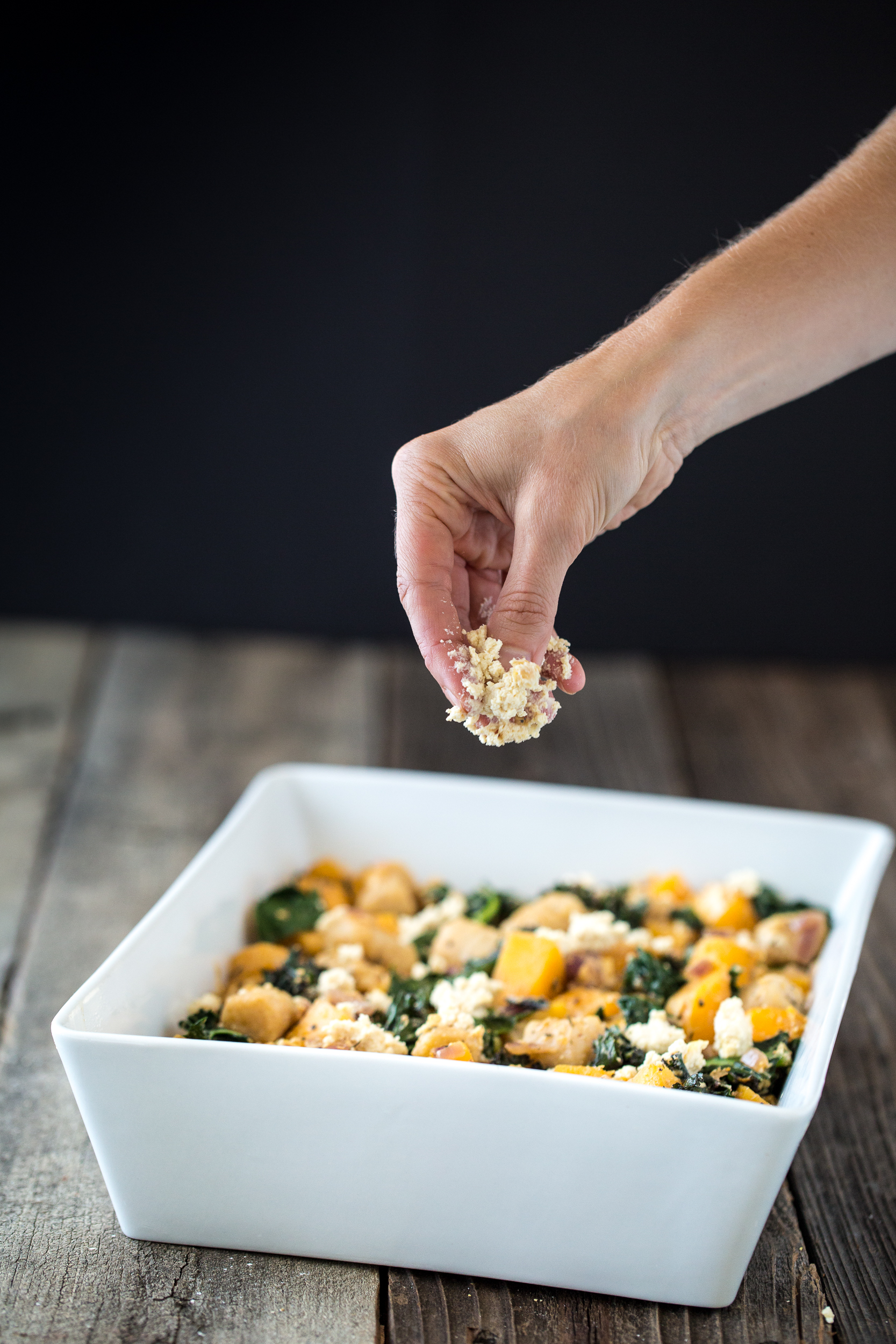 Butternut Squash, Kale, Chèvre & Gnocchi Casserole