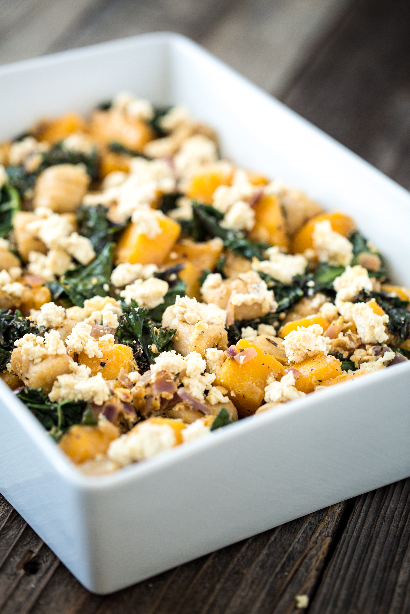 Butternut Squash, Kale, Chèvre & Gnocchi Casserole