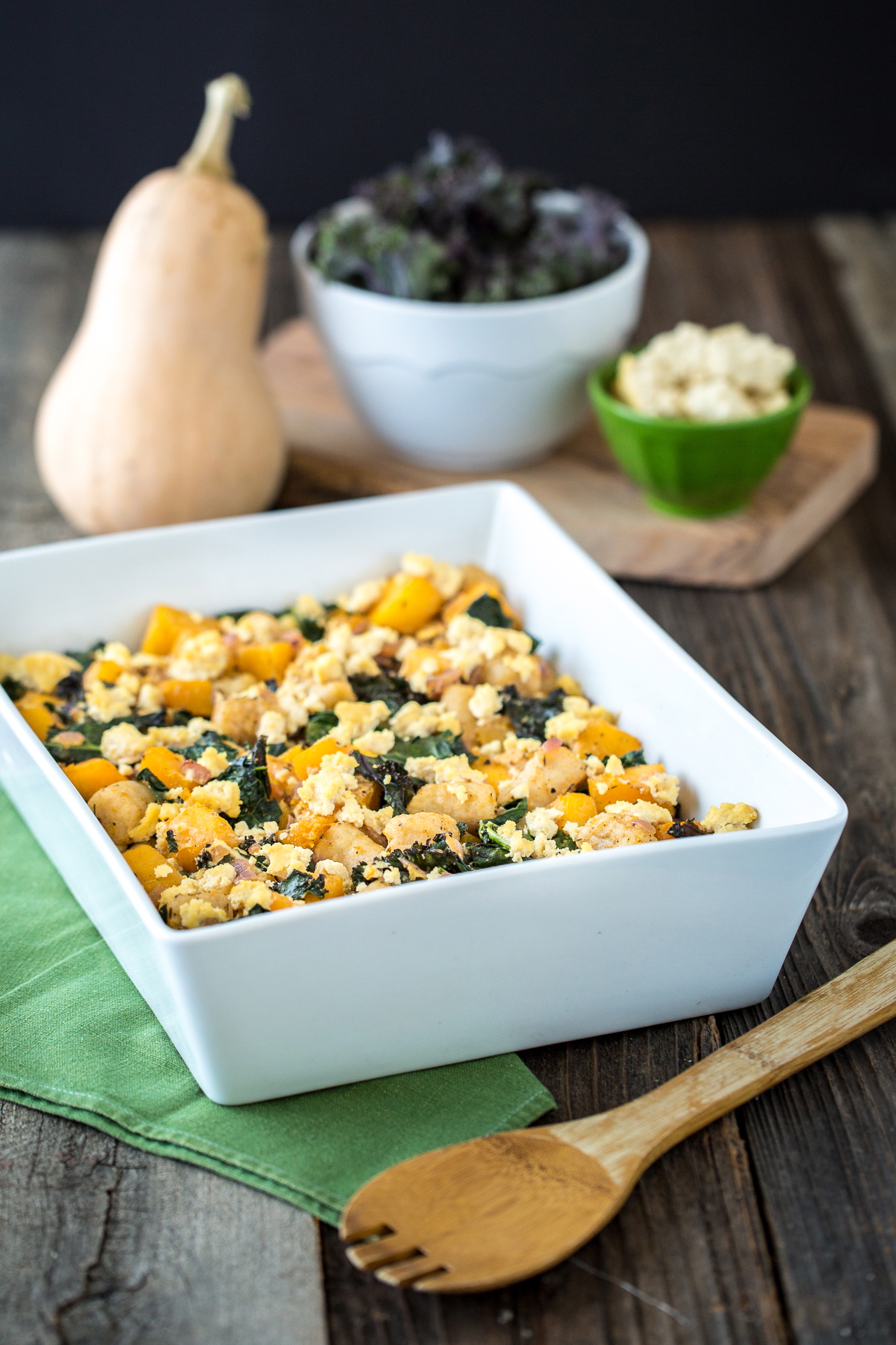 Butternut Squash, Kale, Chèvre & Gnocchi Casserole