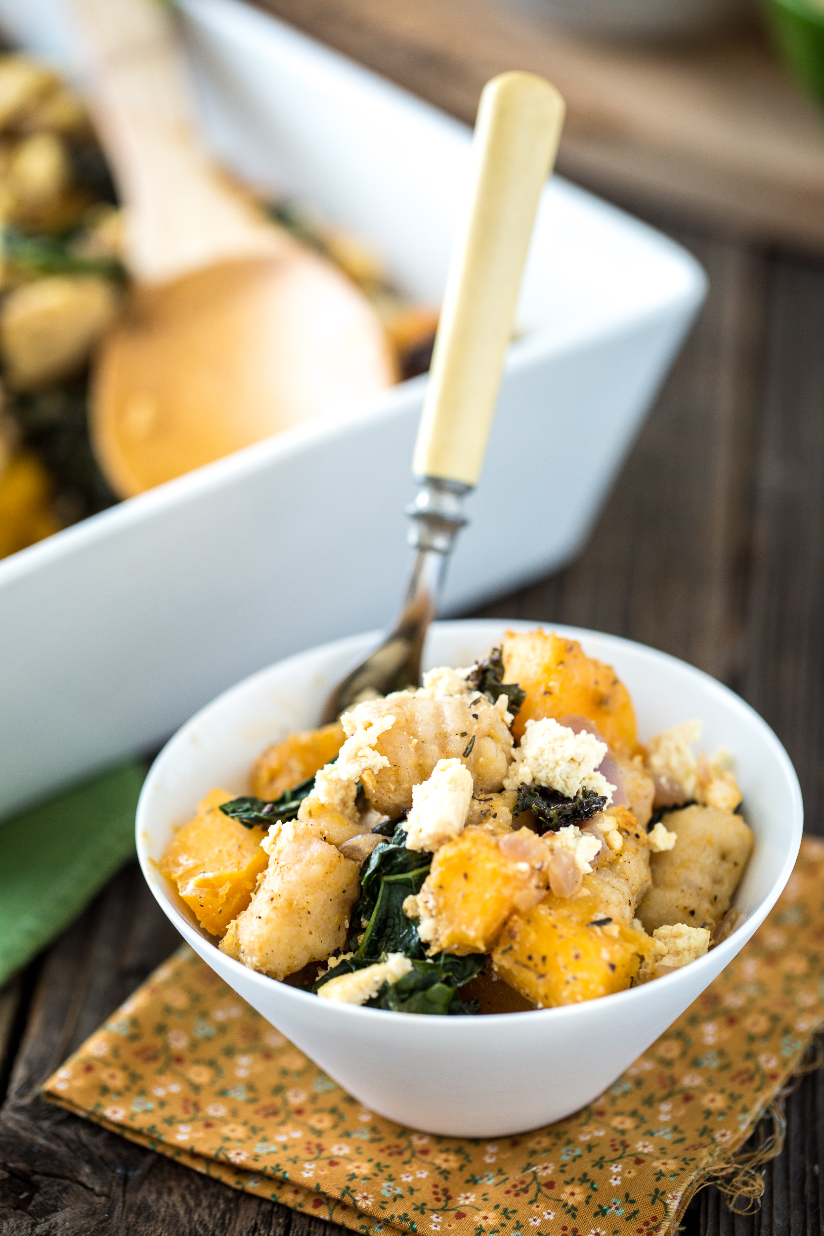 Butternut Squash, Kale, Chèvre & Gnocchi Casserole