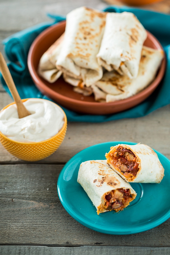 Mini Skillet-Grilled Chili Cheese Burritos