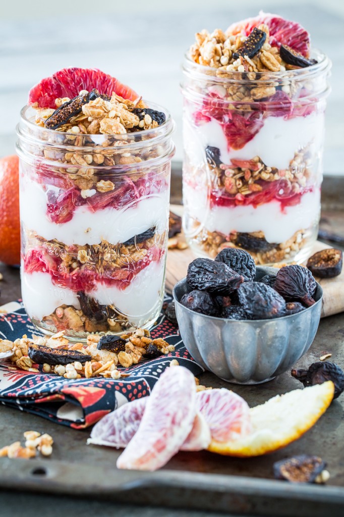 Vanilla Almond Fig Granola Parfaits with  Blood Oranges