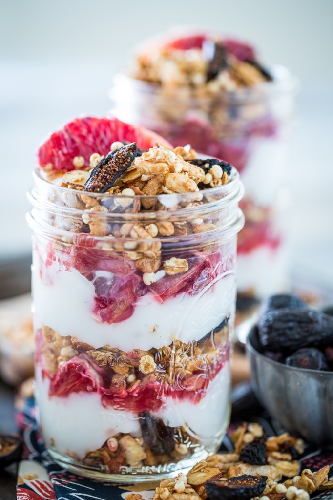 Vanilla Almond Fig Granola Parfaits with Blood Oranges