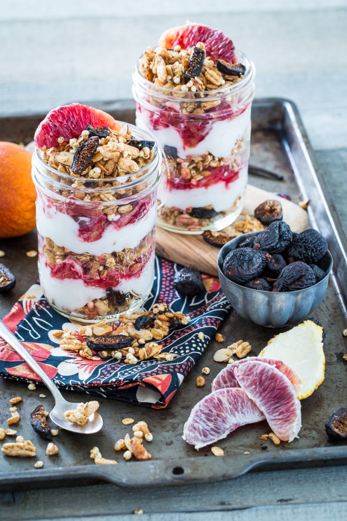 Vanilla Almond Fig Granola Parfaits with  Blood Oranges