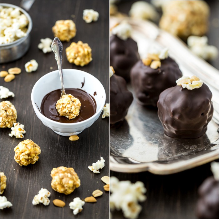 Chocolate Peanut Butter Popcorn Truffles