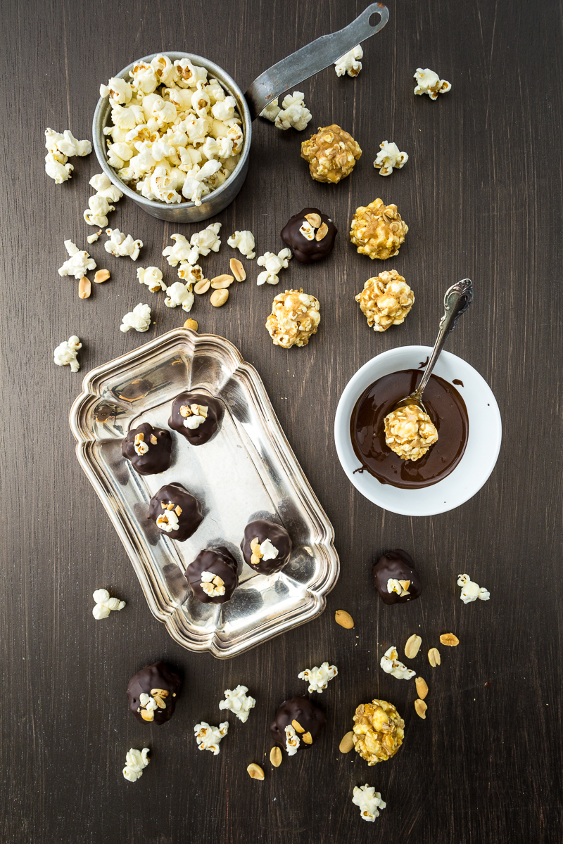 Chocolate Peanut Butter Popcorn Truffles