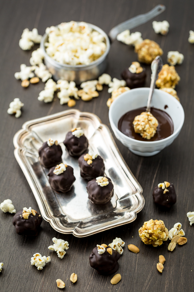 Chocolate Peanut Butter Popcorn Truffles