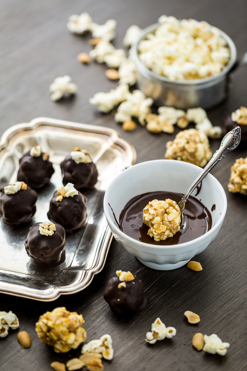 Chocolate Peanut Butter Popcorn Truffles