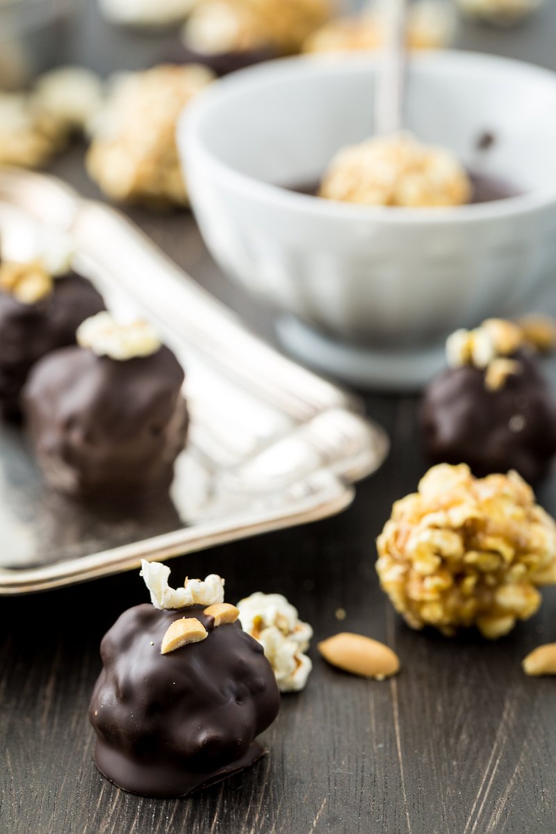 Chocolate Peanut Butter Popcorn Truffles