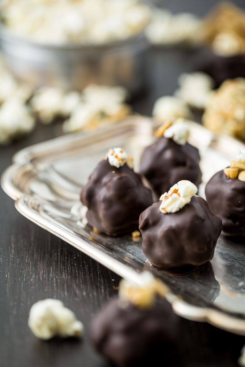 Chocolate Peanut Butter Popcorn Truffles