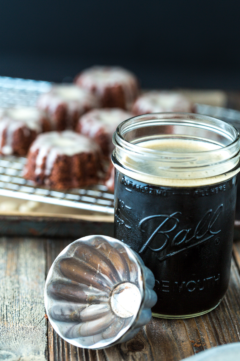 Mini Chocolate Stout Bundt Cakes with Maple Cream Glaze