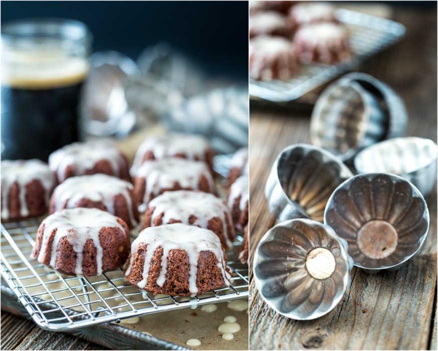 Mini Chocolate Stout Bundt Cakes with Maple Cream Glaze