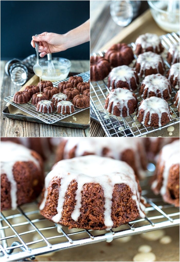 Mini Chocolate Stout Bundt Cakes with Maple Cream Glaze