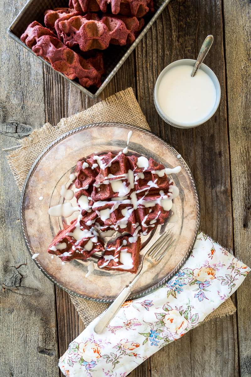 Sugar-Free Red Velvet Waffles with Cream Cheese