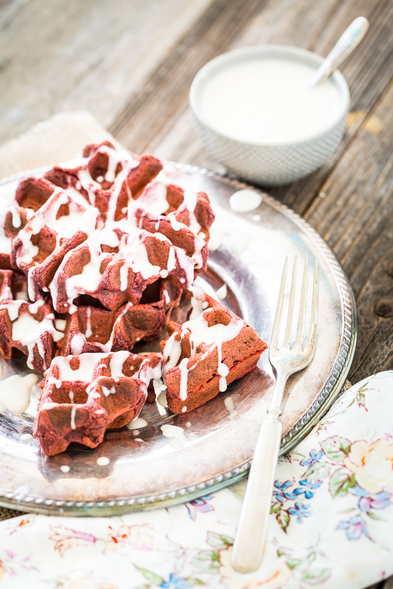 Sugar-Free Red Velvet Waffles with Cream Cheese