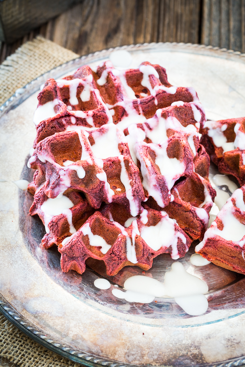 Sugar-Free Red Velvet Waffles with Cream Cheese