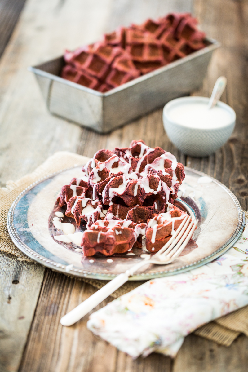 Sugar-Free Red Velvet Waffles with Cream Cheese