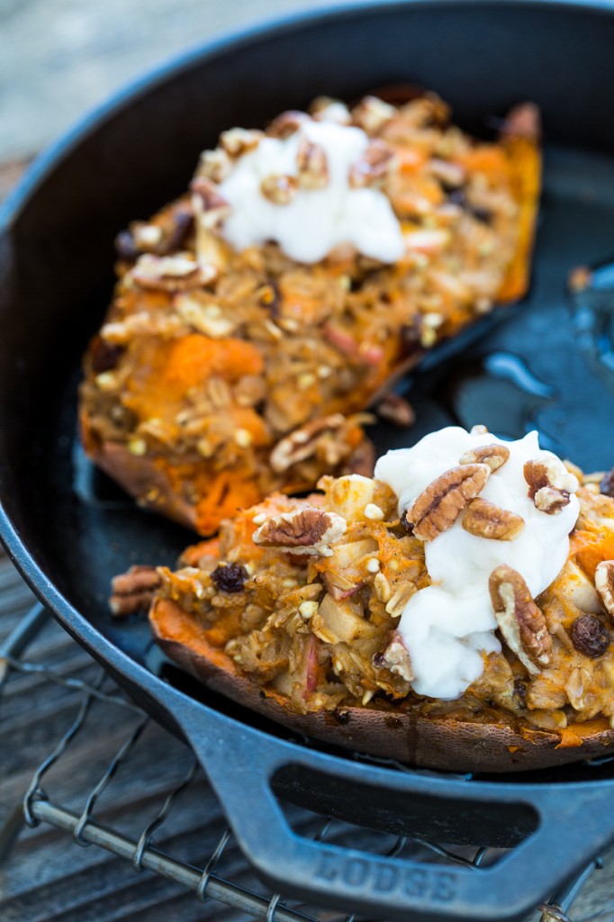 Twice-Baked, Oatmeal-Stuffed Sweet Potatoes