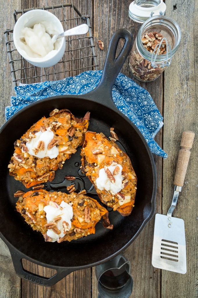 Twice-Baked, Oatmeal-Stuffed Sweet Potatoes