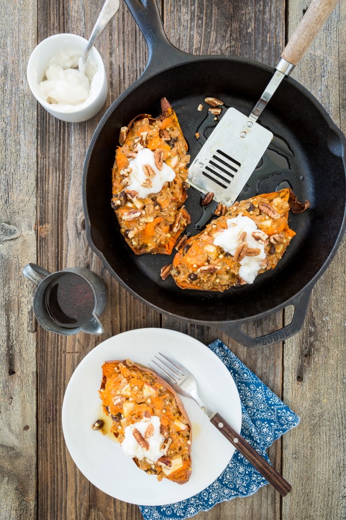 Twice-Baked, Oatmeal-Stuffed Sweet Potatoes