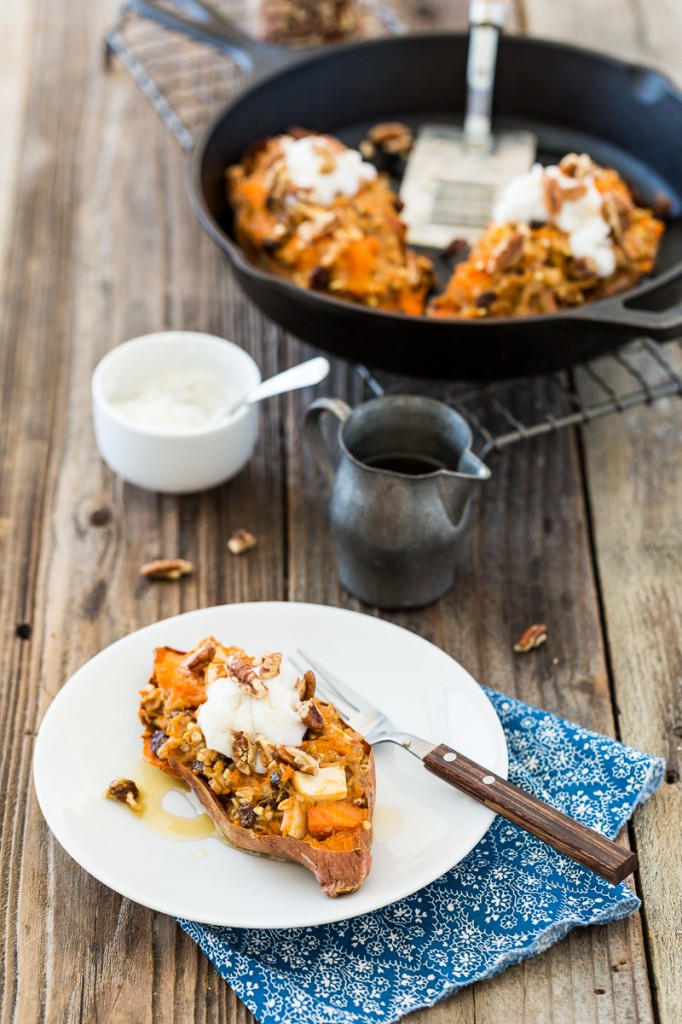 Twice-Baked, Oatmeal-Stuffed Sweet Potatoes