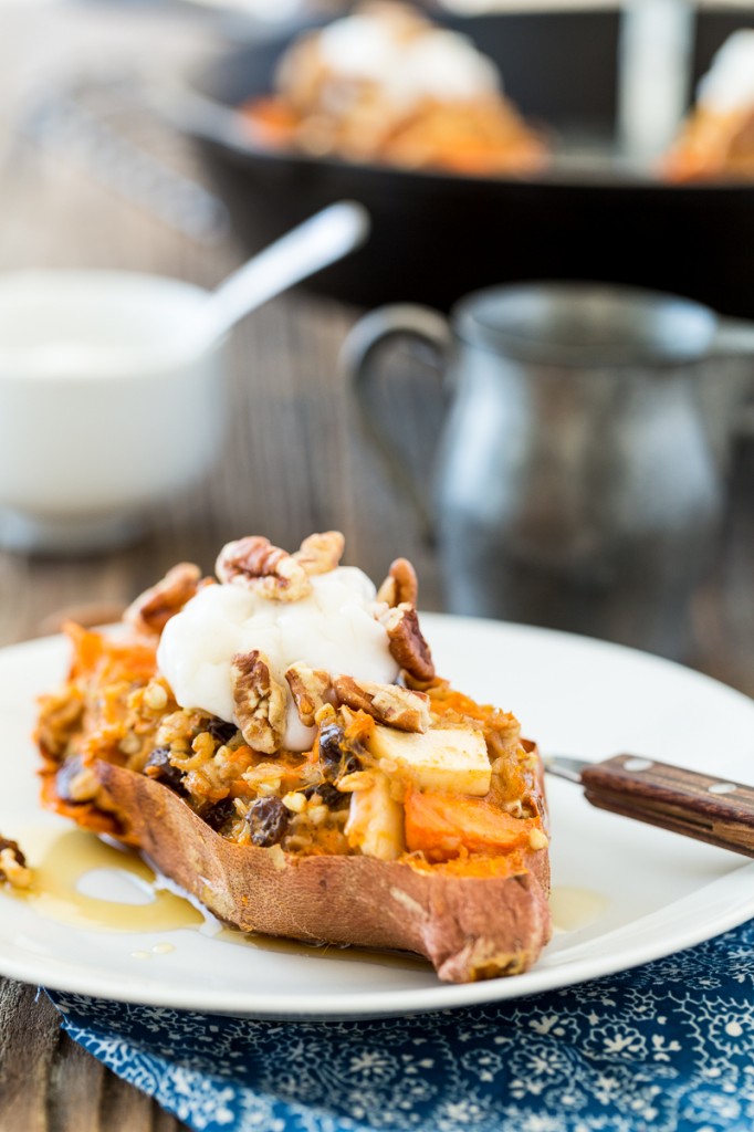 Twice-Baked, Oatmeal-Stuffed Sweet Potatoes