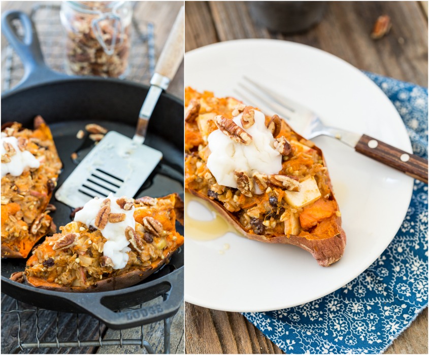 Twice-Baked, Oatmeal-Stuffed Sweet Potatoes