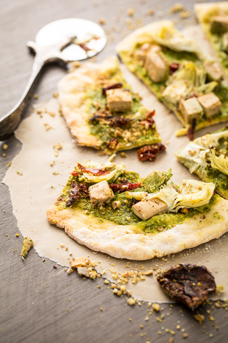 Vegan Chicken & Artichoke Pesto Pizza