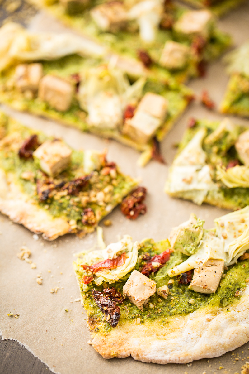 Vegan Chicken & Artichoke Pesto Pizza