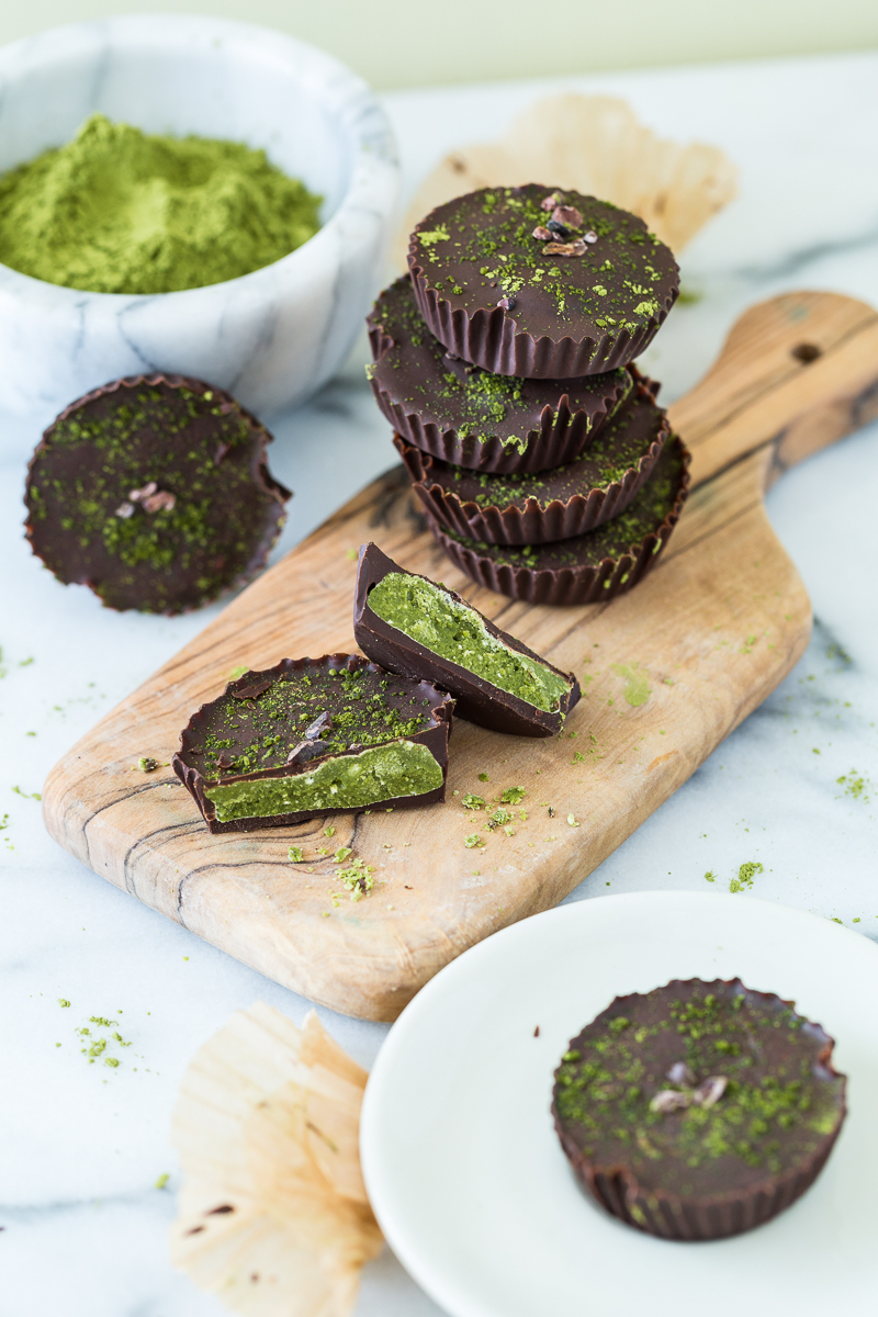 Matcha Mint Dark Chocolate Coconut Butter Cups - Danilicious