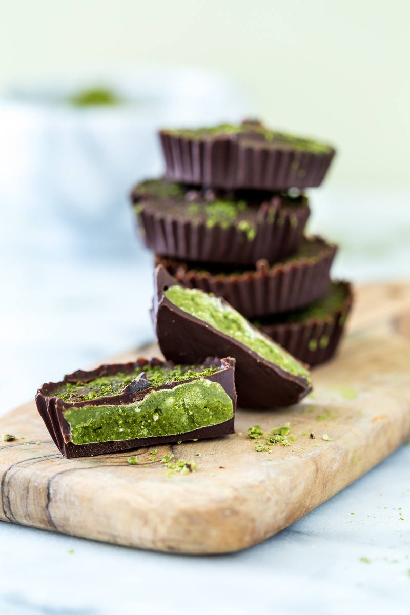 Matcha Mint Dark Chocolate Coconut Butter Cups - Danilicious