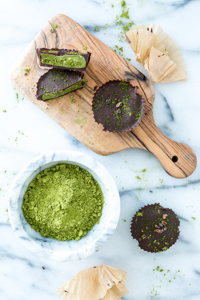 Matcha Mint Dark Chocolate Coconut Butter Cups - Danilicious