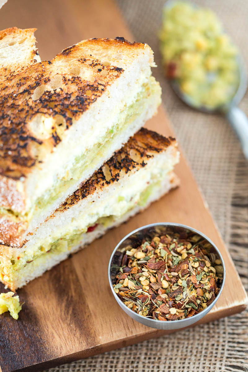 Harissa-Spiced Chickpea Avocado Salad Grilled Cheese Sandwiches