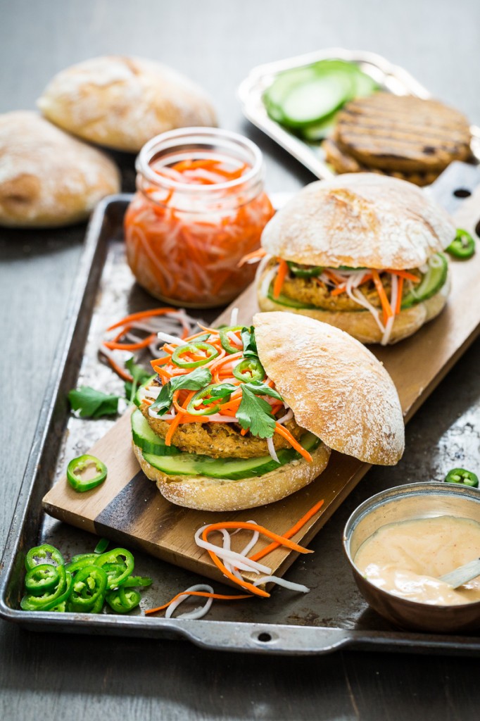 Lemongrass Tofu Banh Mi Burgers