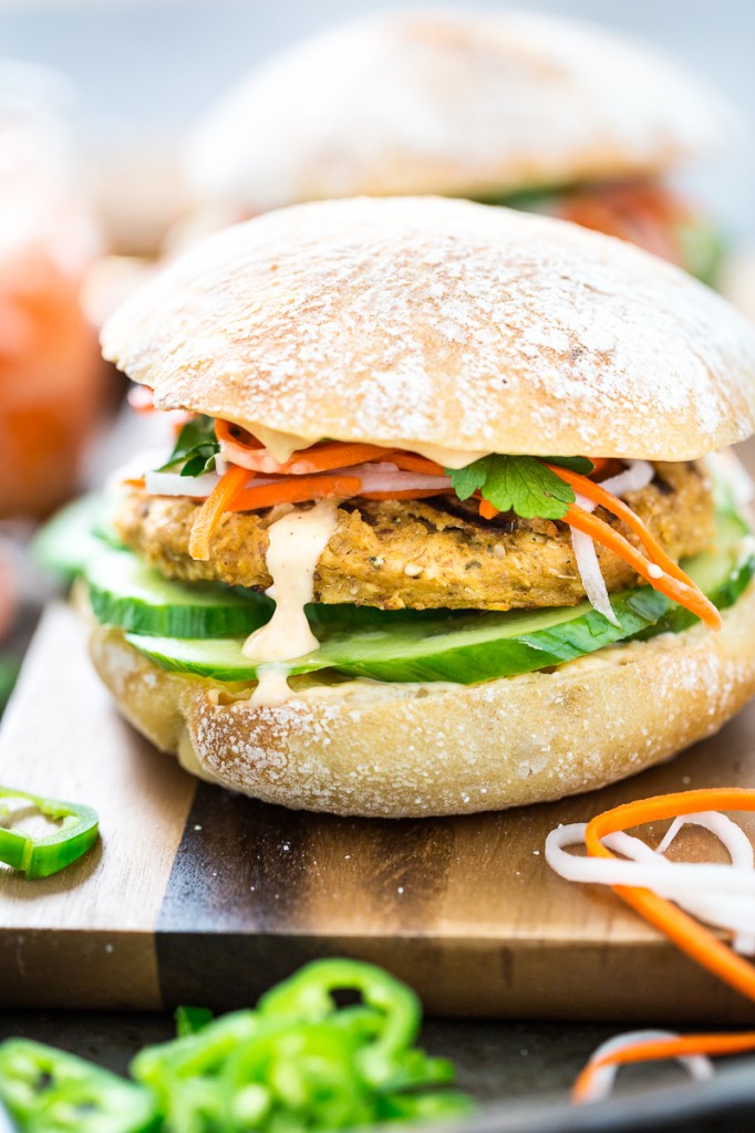 Lemongrass Tofu Banh Mi Burgers