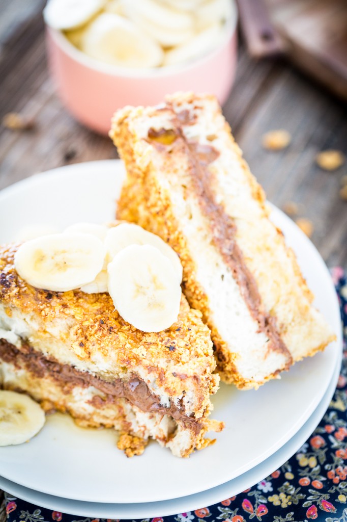 Crispy Chocolate Peanut Butter Stuffed French Toast