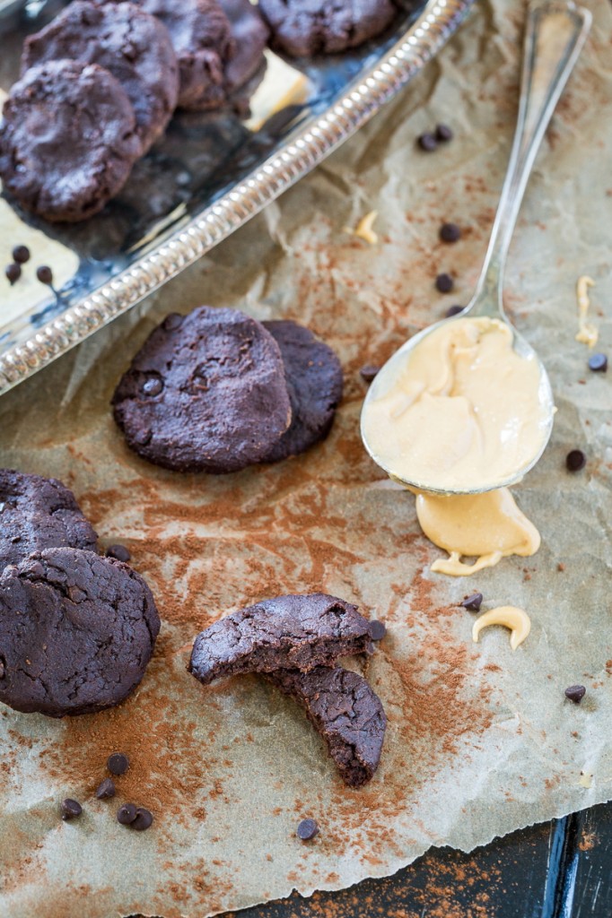 Flourless Double Chocolate Peanut Butter Cookies