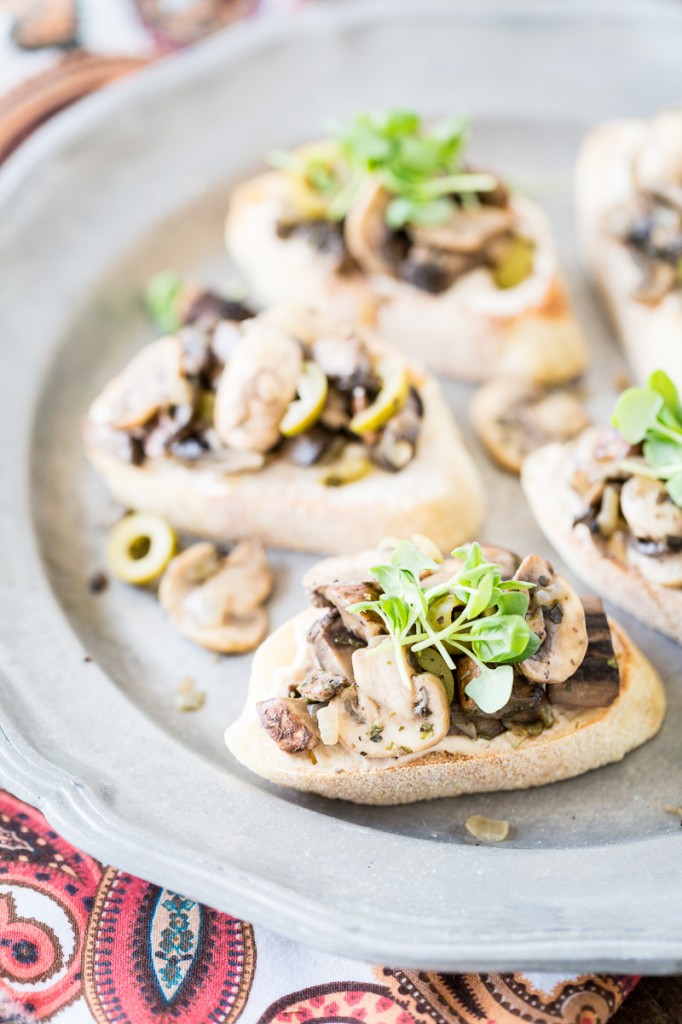 Portobello Bruschetta with Truffled White Bean Hummus