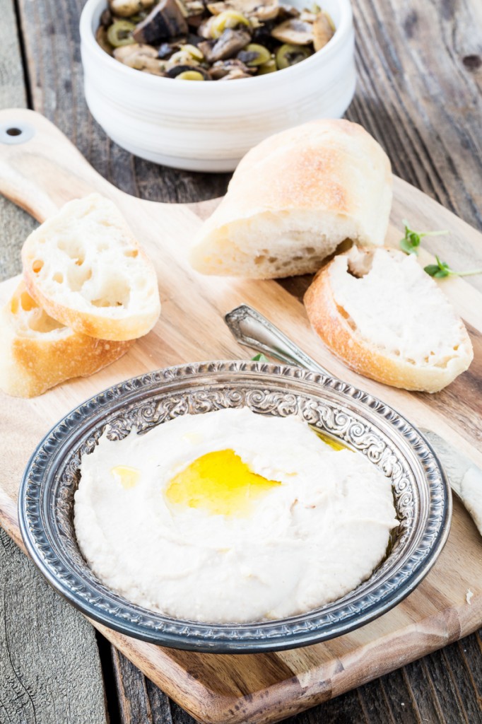 Portobello Bruschetta with Truffled White Bean Hummus