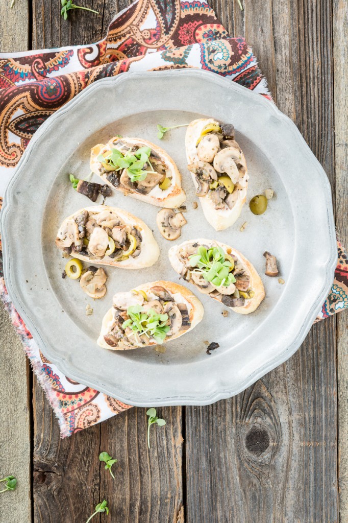 Portobello Bruschetta with Truffled White Bean Hummus