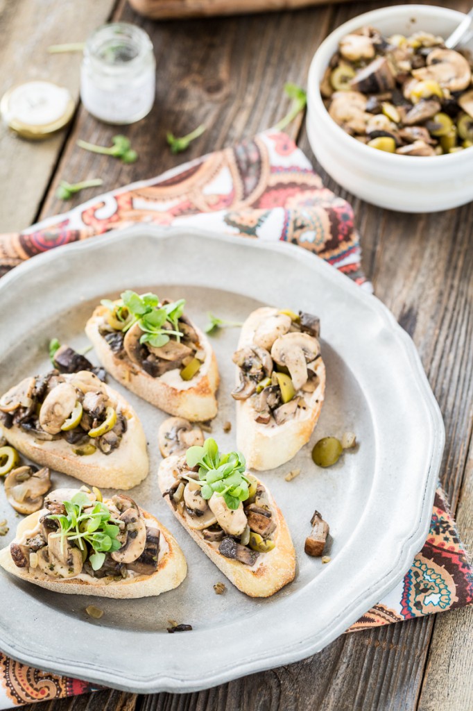 Portobello Bruschetta with Truffled White Bean Hummus