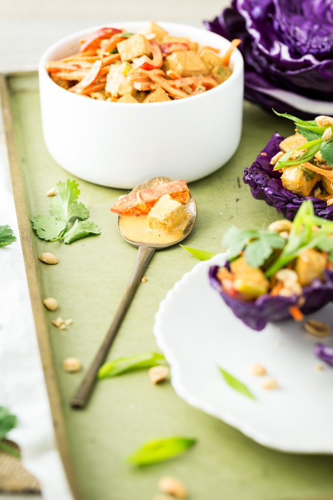 Thai Peanut Tofu Salad Tacos