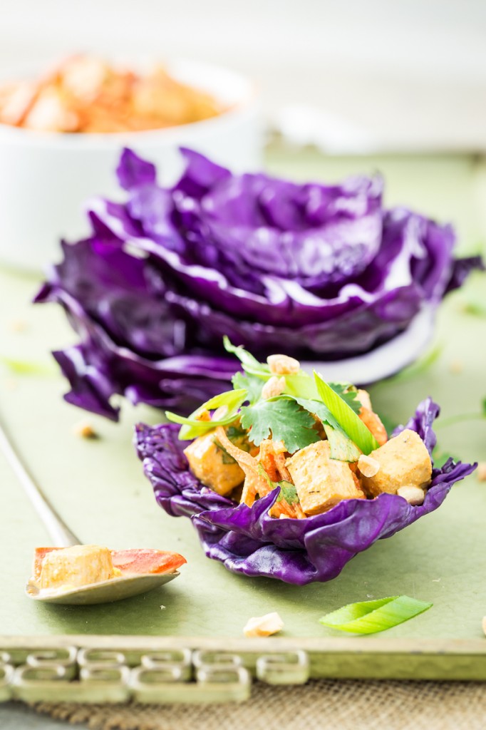 Thai Peanut Tofu Salad Tacos