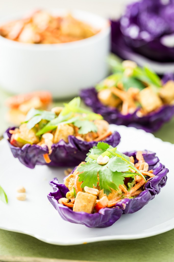 Thai Peanut Tofu Salad Tacos